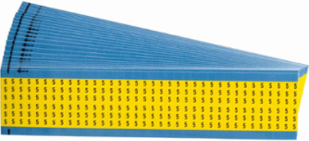 Numbers on Color Backgrounds Wire Markers, Black on Yellow, Legend 5