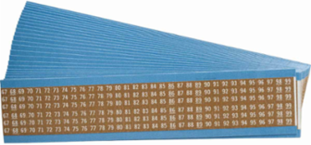 Wire Marker Card - Repositionable Vinyl Cloth, Legend 67 to 99, White on Brown