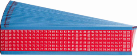 Wire Marker Card - Repositionable Vinyl Cloth, Legend 67 to 99, White on Red
