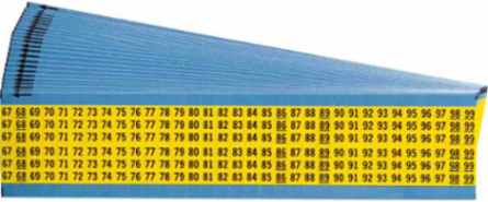 Wire Marker Card - Repositionable Vinyl Cloth, Legend 67 to 99, Black on Yellow
