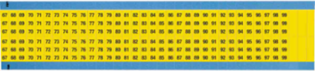 Wire Marker Card - Repositionable Vinyl Cloth, Legend 67 to 99, Yellow on Black