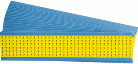Numbers on Color Backgrounds Wire Markers, Black on Yellow, Legend 7