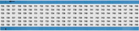 Wire Marker Card - Repositionable Vinyl Cloth, Legend 725 to 749