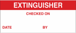 Write-on Labels, EXTINGUISHER, 0.625" H x 1.5" W, Card of 14 Labels, Red on White