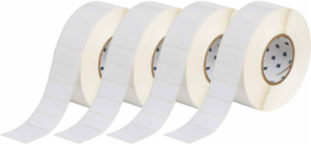 Satin Polyester Labels, 1" H x 2" W, White, Case of 4 Rolls