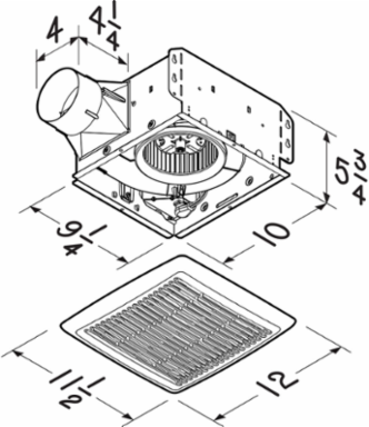 Broan Flex™ Series 110 CFM 3.0 Sones Ventilation Fan Finish Pack