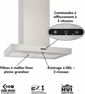 Broan 460 Max Blower CFM, 30-inch T-Style Chimney Range Hood, Stainless Steel