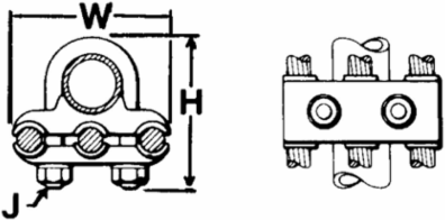 Copper Alloy Grounding Clamp for 3 Cables to 1/2 Inch Rod, UL Listed, 2.75 Inch Width