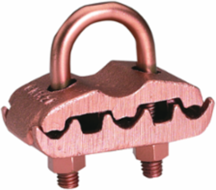 Copper Alloy Grounding Clamp for 3 Cables to 1/2 Inch Rod, UL Listed, 2.75 Inch Width