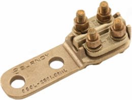 Cast Cu Alloy (Reversible Cap) Terminal, 1/0 Sol-500 kcmil, Bolted, Cable to Flat, 4 Pad Holes, Silicon Bronze H/W, For Cu Cable