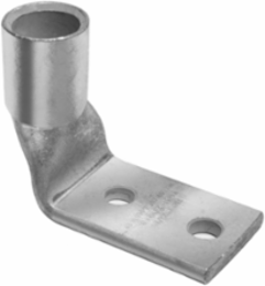 HYLUGTM Connector, Long Barrel Tin Plated, 1-0 AWG, 90 Degree Angle, 3/8 Bolt Size