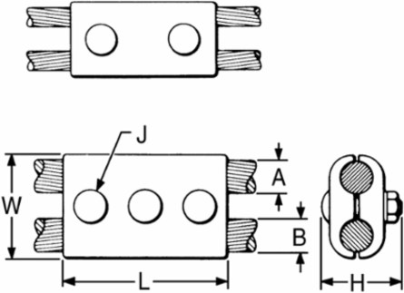 Standard Bolted Substation Connector, 750 kcmil, 8 Inch Overall Length