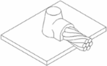 Horizontal Cable Mold 2/0 AWG for Steel Surface, RoHS Compliant