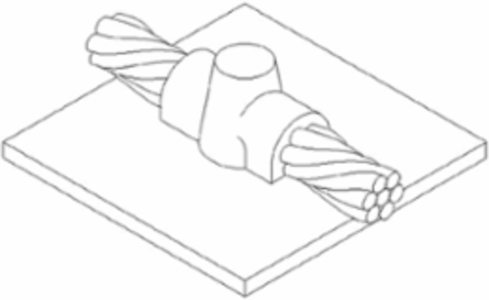 Exothermic Mold for 2 AWG Copper Cable to Horizontal Steel Surface