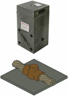 Exothermic Mold for 2 AWG Copper Cable to Horizontal Steel Surface