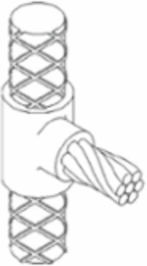 Horizontal Cable Tap to Vertical Rebar Mold, 2/0 AWG, #5 Rebar