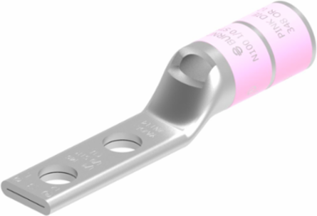 Standard Length Barrel Terminal, 1/0 Copper, 600V-35kV, 2 Holes, Pink