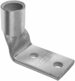 Long Length Barrel Copper Compression Terminal, 8 AWG, 2 Holes, 90 Degree Angle
