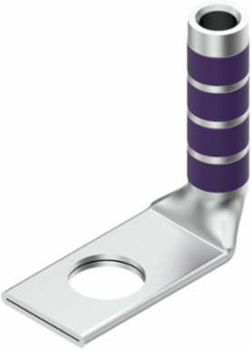 Long Length Barrel Terminal, 4/0 AWG, 1 Hole, 3/8 Inch Stud, Copper, Purple