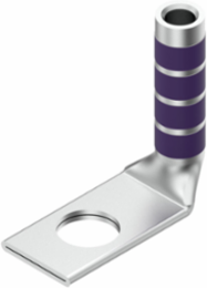 Long Length Barrel Terminal, 4/0 AWG, 1 Hole, 3/8 Inch Stud, Copper, Purple