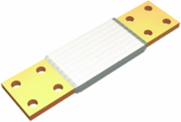Cu Flexible Braid, 4 Holes 2 Ferrules, 1.75" Spacing, 15.00" L, Silver Plated, 1100 Amps