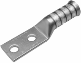 Copper Compression Terminal, 2/0 AWG, Long Barrel, Belled End, 1/4 Inch Stud