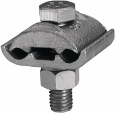 Mechanical Grounding Connector, 2 Copper Cables to 1/4" Thick Bar, #4 AWG - 300 kcmil, 1/2" Stud