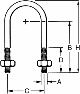 Silicon Bronze U-Bolt, Corrosion Resistant, U-Shape Design