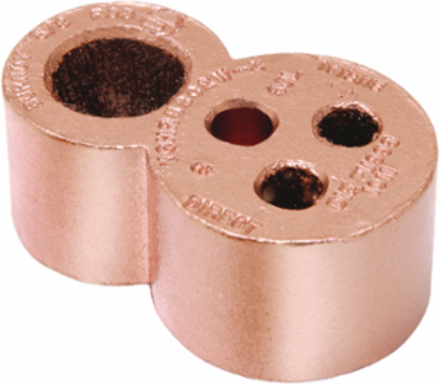 Compression Ground Rod Tap Connector, 2 AWG, 5/8 Inch Rod Size, 1-17/50 Inch Length