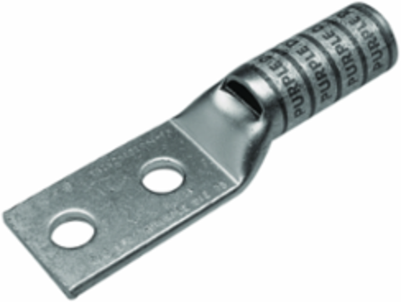 Long Length Copper Compression Terminal, 2 Holes, 3/4 Inch Strip Length, 14-10 AWG
