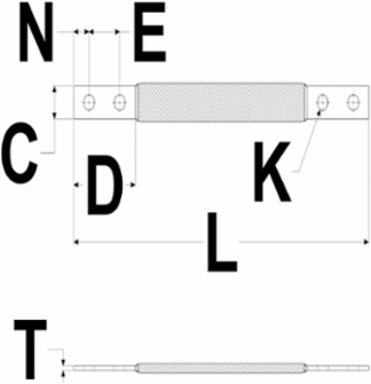 Flexible Copper Braid Jumper - 18 Inch, 225A Outdoor, 190A Indoor, 2 Holes