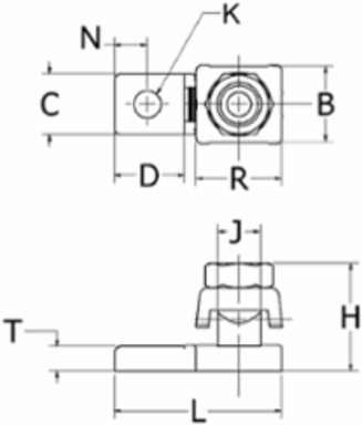 Heavy Duty Copper Terminal, 3/0-4/0 AWG, 3/8 Inch Stud, 1 Inch Hole Spacing