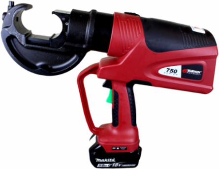 12-Ton C-Head Battery Crimper, 5Ah Li-Ion, 1.65 Inch Jaw Opening, Hard Case