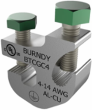 Aluminum Ground Tray Clamp for #14 - #4 AWG Conductors, Tin Plated, 1.35 Inch Length