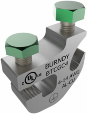 Aluminum Ground Tray Clamp for #14 - #4 AWG Conductors, Tin Plated, 1.35 Inch Length