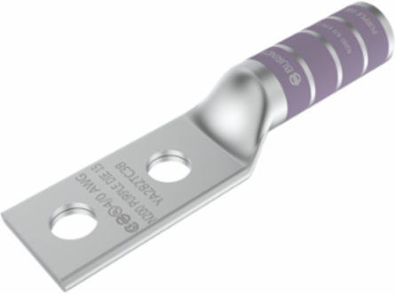 Copper Compression Terminal 4/0 AWG, 1/2" Stud, Tin-Plated, 2-Hole Design