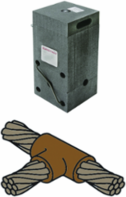 Horizontal Cable Tap Mold for 3/0 AWG Run & 2/0 AWG Tap, BURNDYWELD