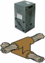Horizontal Cable Cross Mold, 2/0 AWG Run, 1/0 AWG Tap, BURNDYWeld