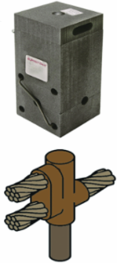 Horizontal Mold for 1/0 AWG Cables, 5/8 Inch Ground Rod, RoHS Compliant