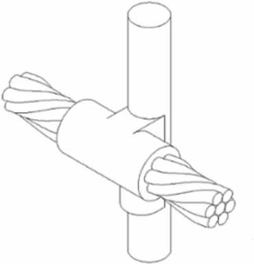 Horizontal Through Cable to Ground Rod Mold, 1 Inch Rod Size, 6 AWG Copper Str Tap