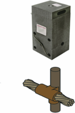 Horizontal Through Cable to Ground Rod Mold, 1 Inch Rod Size, 6 AWG Copper Str Tap