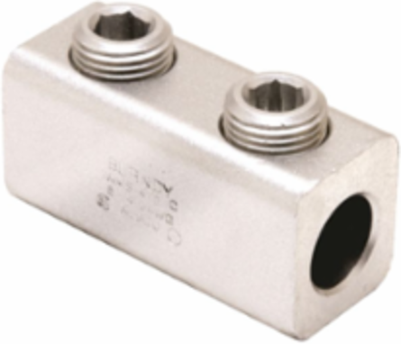 Aluminum Mechanical Splice 4/0-6 AWG, 9/16 Inch Screw, 5/16 Inch Hex, Tin Plated