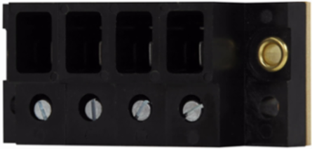 Four-Pole Power Terminal Block, 250 Vac/Vdc, 40A, SCCR 10 kA, 0.25 Inch Quick Connect