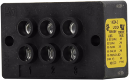 Power Terminal Block 600 Vac/Vdc, 90A, Two-pole, 1.12 Inch Depth, SCCR: 10 kA