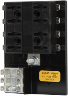 Blade Fuse Panel, Thermoplastic, 30A, 32V, 3.37 Inch Length, Black