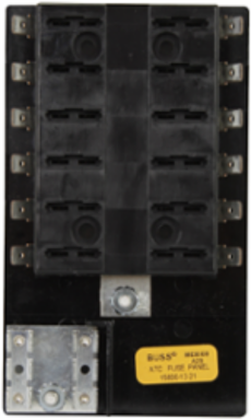 Blade Fuse Panel, Thermoplastic, 30A, 32V, 3.37 Inch Length, Black