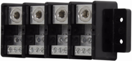 Power Distribution Block, 310A, 600 Vac, 4-Pole, Black, Molded Thermoplastic
