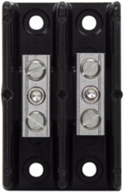 Power Splicer Block, 600 Vac, 600 Vdc, 115A, 2-Pole, Stud Connection, Black, Molded Thermoplastic