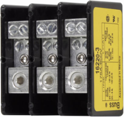 Power Distribution Block, 600 Vac, 600 Vdc, 175A, Three-pole, Black