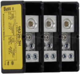 Power Distribution Block, 600 Vac, 600 Vdc, 175A, Three-pole, Black, Molded Thermoplastic Base